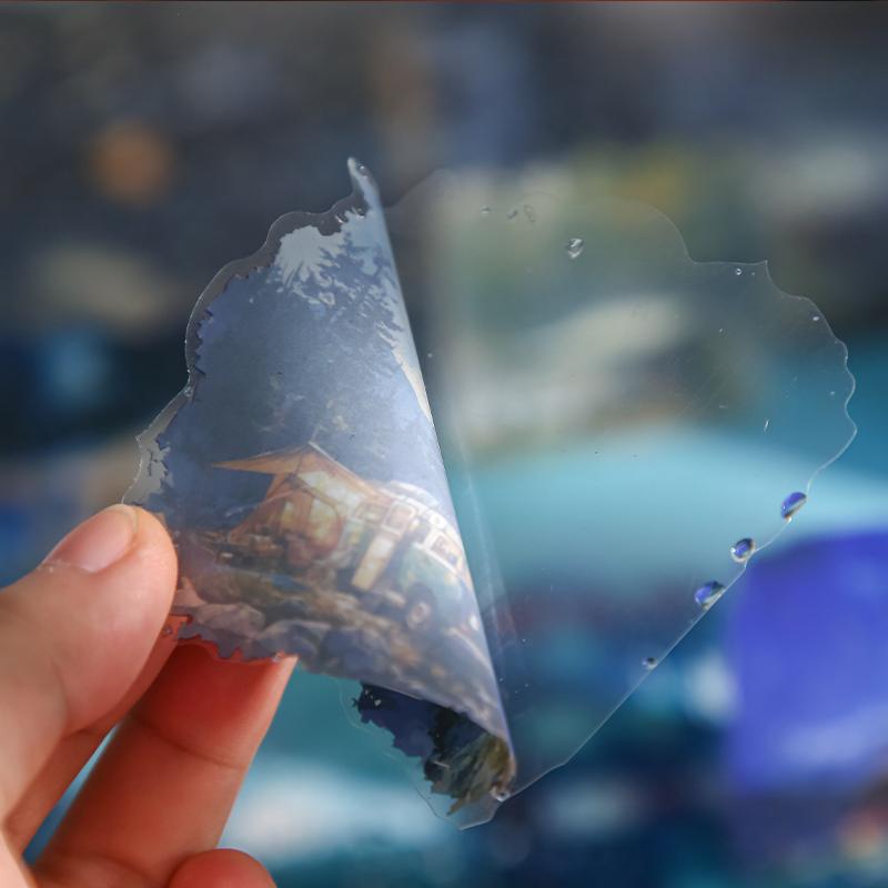 12 шт./пакет Набор ПЭТ-наклеек Романтичный Дождливый Сезон Вид из Окна Ночной Пейзаж Узор Атмосферные Наклейки DIY Конверт Подарок Декор