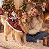 Small Medium Large Dog Apparel Santa Riding Costume, Christmas Rider Pet Outfit, Hooded Funny Photo Props Holiday Cosplay Costume for Dogs, Xmas Party