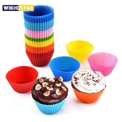 10 шт. силиконовые формы для кексов, круглые формы в форме сердца, формы для выпечки кексов, кухонные формы для выпечки, товары для вечеринок, кухонные гаджеты