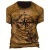 Men's T-shirt 3d Vintage Compass Pattern 3d Print T-shirts Men Women Fashion T Shirt Hip Hop Tops Tees Outdoors Clothes Male