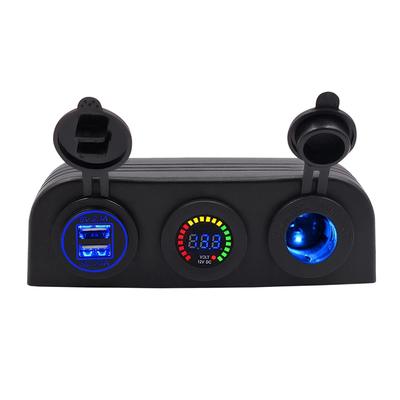 База для палатки с 3 отверстиями, 4,2 А, двойное зарядное устройство USB, 12 В постоянного тока, вольтметр, светодиодная розетка для автомобиля, мотоцикла, лодки, квадроцикла