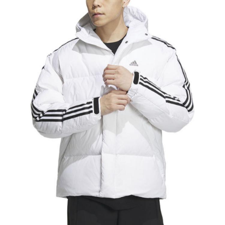 adidas Спортивная теплая куртка-пуховик с пышными рукавами и боковой полосой, мужская верхняя одежда, белая IT8731