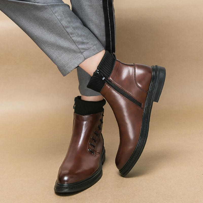 Мужские высокие кожаные ботинки Модный дизайнерский стиль Вечеринка Свадьба Отдых на природе Бизнес Мотоцикл Мужские ботинки Прогулочная обувь