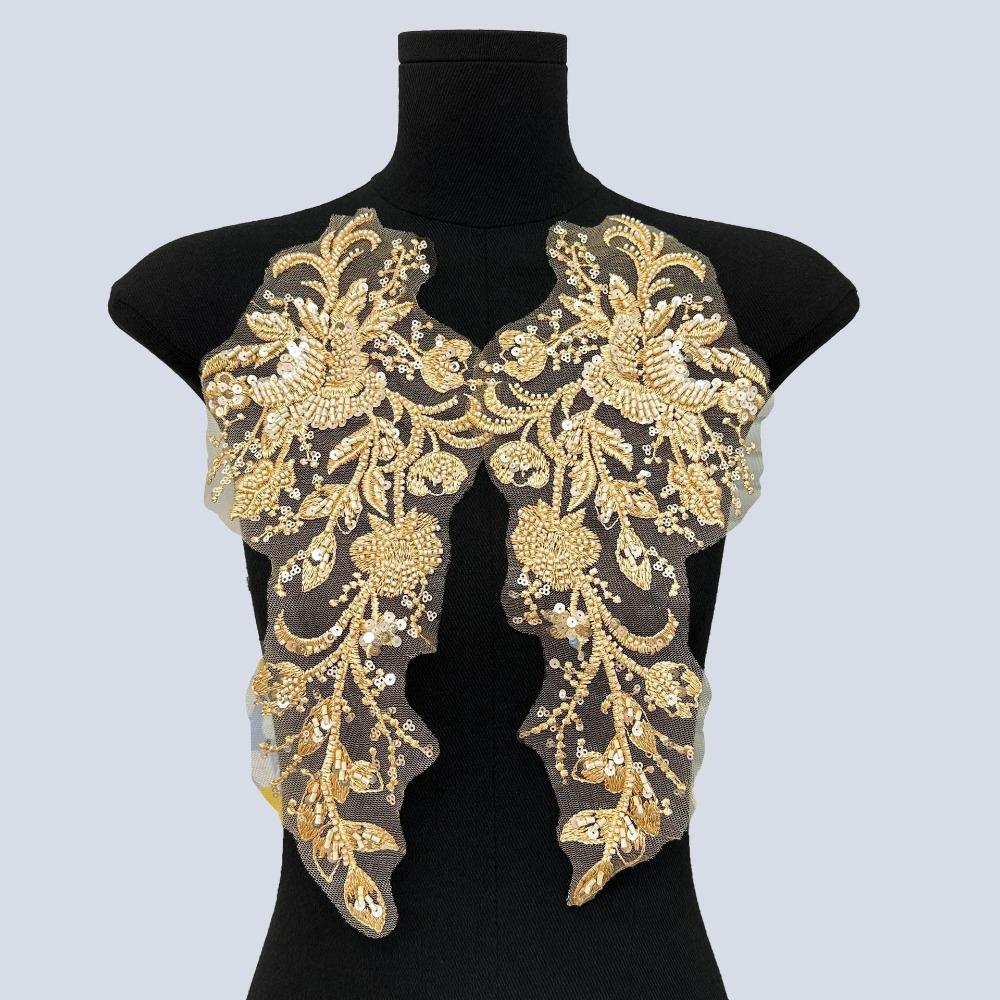 Floral Pattern Embroidery Applique Beaded Sequin Fabric Motif Fashion Cloth Patch Sewing DIY