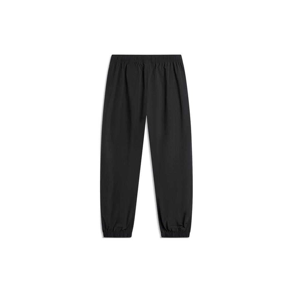 Li-Ning Color Block Drawstring Mid Waist Cuffed Knit Sports Pants Women Bottoms Black AYKU366-2