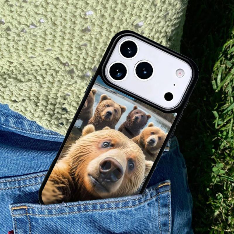 Милый чехол-бампер с гризли для IPhone 11 12 13 14 15 16e 17 Pro Max Coque для IPhone 17 Air