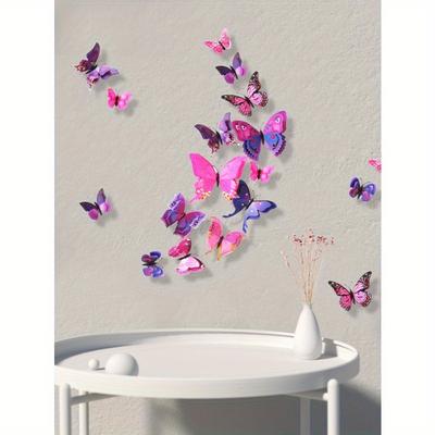 12 шт. 3D наклейка-бабочка, Наклейки, Наклейка на стену, Виниловая наклейка для украшения дома к фестивалю, Наклейки, Подарки, День рождения, Выпускной