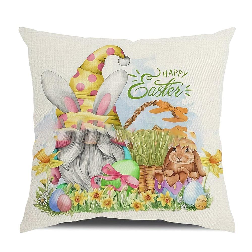 New Cute Easter Bunny Sofa Pillowcase with Zipper Print Pattern Cushion Cover Polyester Soft Pillow Cases Home Party Decor