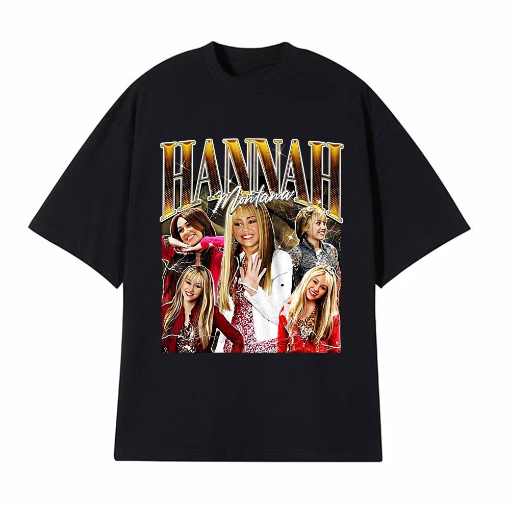 Hannah Montana Vintage Pop Graphic Tshirts Men Womens Clothing Fashion Aesthetic T Shirt ONeck pure Cotton Tshirt Streetwear