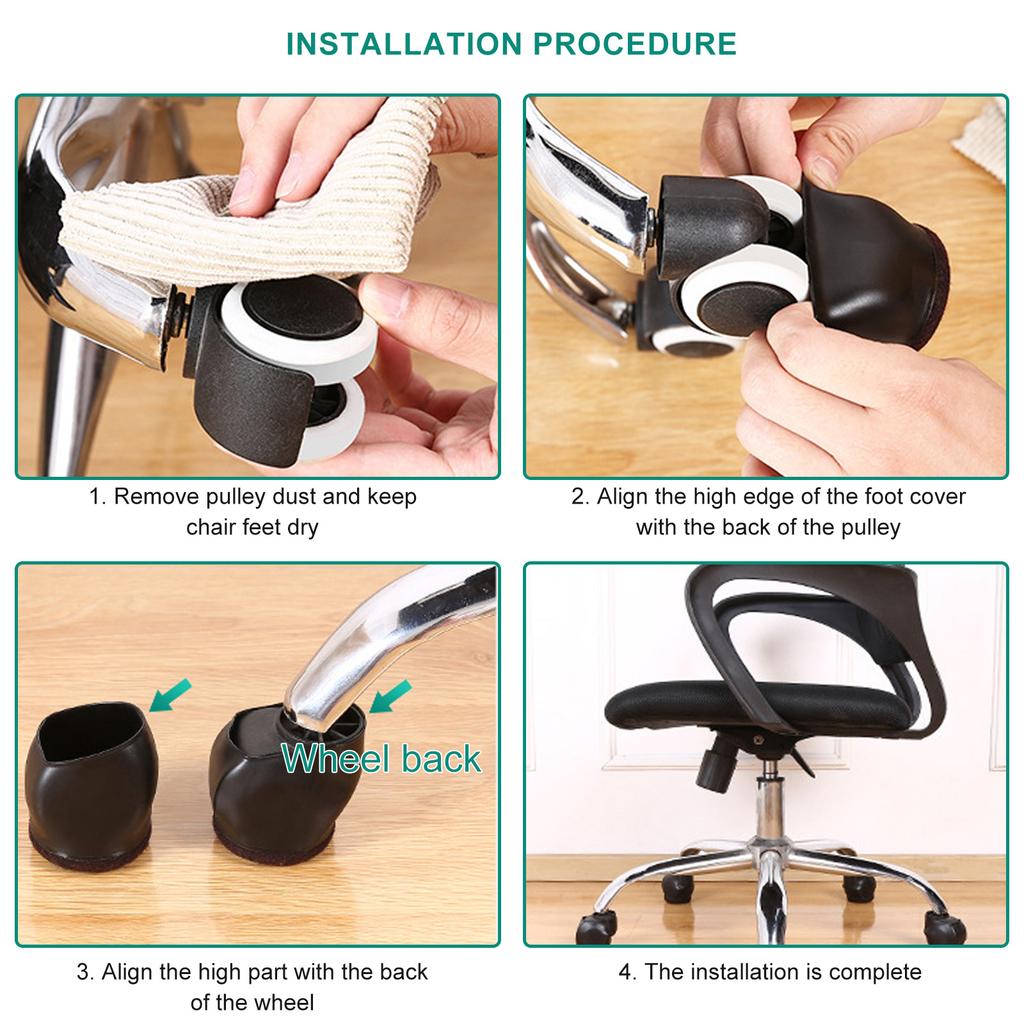 10pcs Chair Foot Covers Office Chair Rollers Fixers for Office Use Protect Floors From Damage & Ensure Silent Mobility