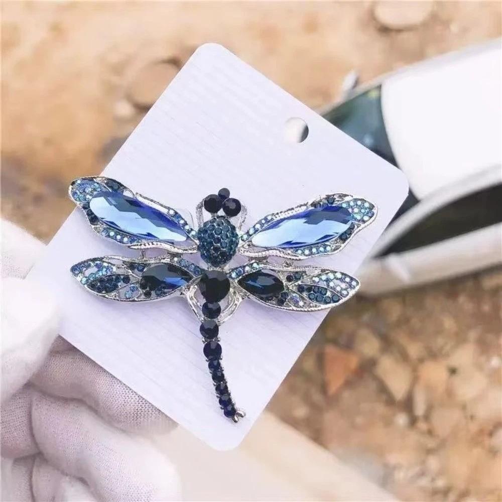 Elegant Rhinestone Brooch Zinc Zinc Alloy Women Brooches Gifts Crystal Dragonfly Badge Pin Blazer