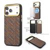 Denior Cork Embroider & Magnetic for IPhone 17 16 Pro Max Case Metal Lens Frame Ethnic&Bohemia Style for IPhone15 17 16 Pro Case