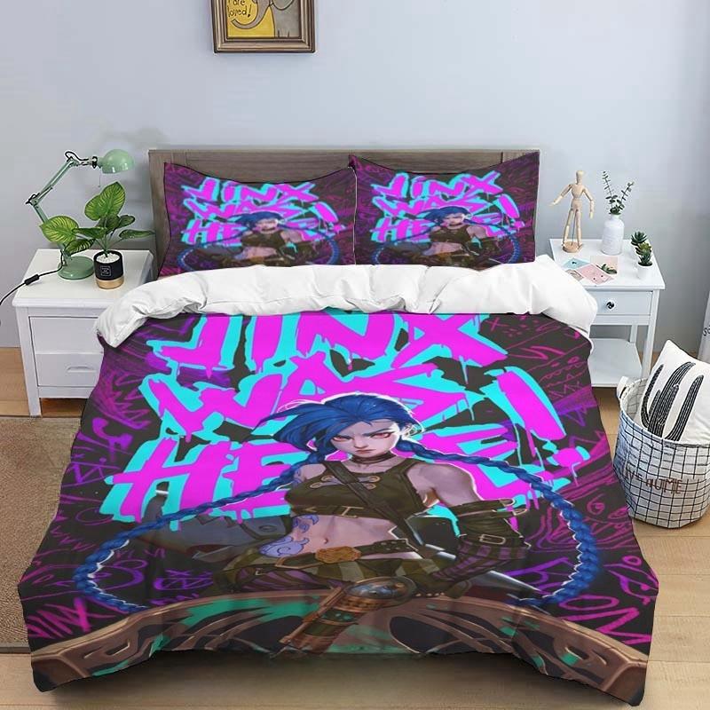 Cartoon Game Jinx Arcane_ League of Legends Комплект постельного белья King Twin Double Child 3 Piece Micofiber или Polyester Duvet Cover Sets