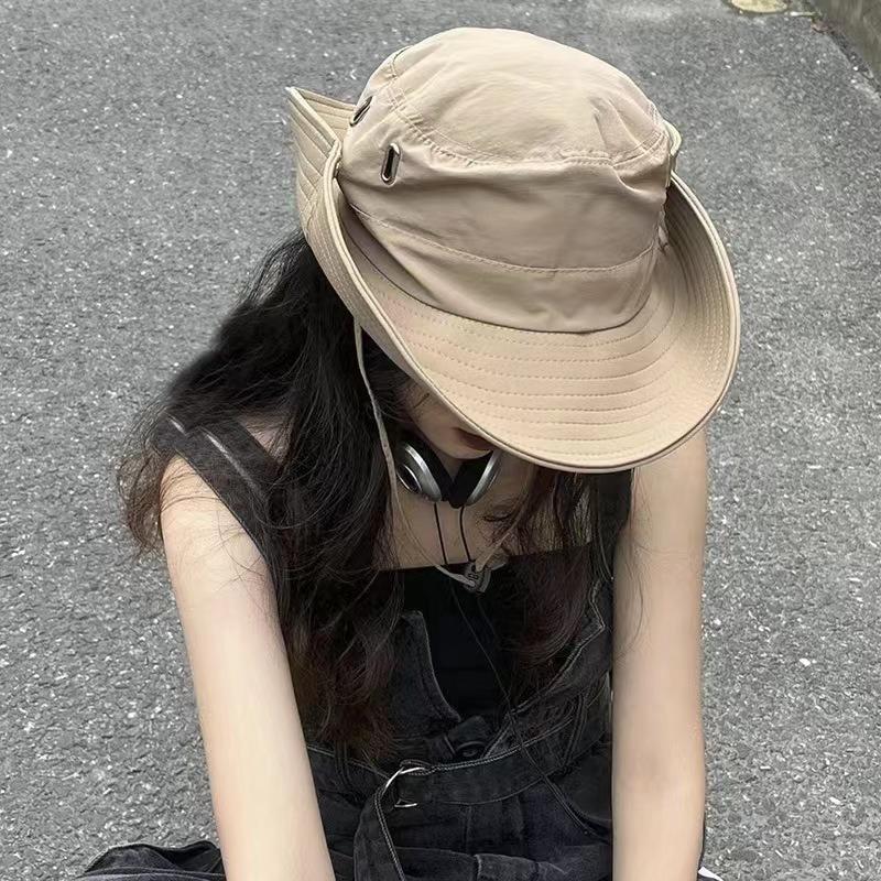 Ковбойская шляпа в стиле вестерн, женская рыболовная шляпа с завязками, широкополая шляпа с защитой от солнца, летняя мужская шляпа для рыбалки и походов