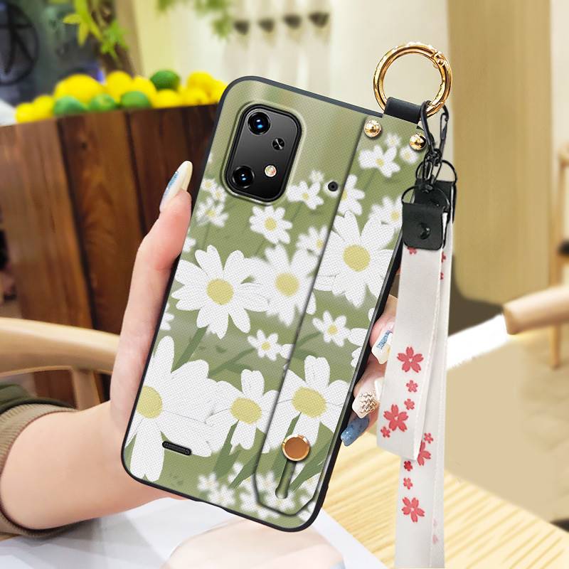 Oil Painting Flower Phone Case For UMIDIGI Bison X20 Wristband Wrist Strap Kickstand Soft Case Ring Protective Durable