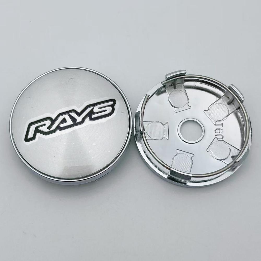 4pcs 60MM ( 56MM I.D ) Rays Logo Emblem Car Wheel Center Caps Wheel Hubcaps Auto Rim Centre Cover Black/Silver Car Accessories