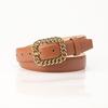 Minimalist Retro Chain Buckle Ladies Leather Belt With Alloy Clasp For Casual Wear