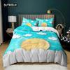 Комплект постельного белья Sky Duvet Cover Queen Polyester Blue Sky White Clouds Sun Print Set для девочки-подростка Lovely Children Bedroom Collection