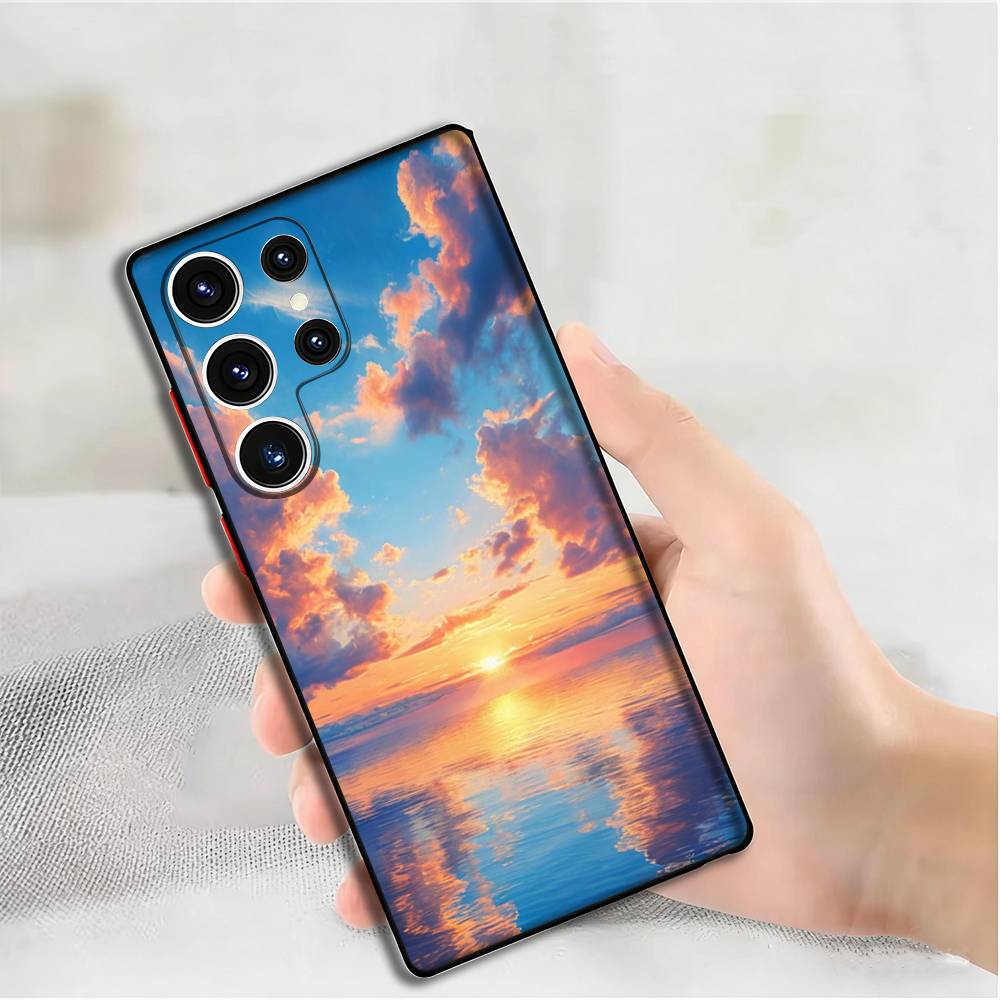 Красивый чехол для телефона с солнцем и облаками для Samsung S24, 25, 23, 22, 21, 20 Plus Ultra 5G Lite Ударопрочный чехол
