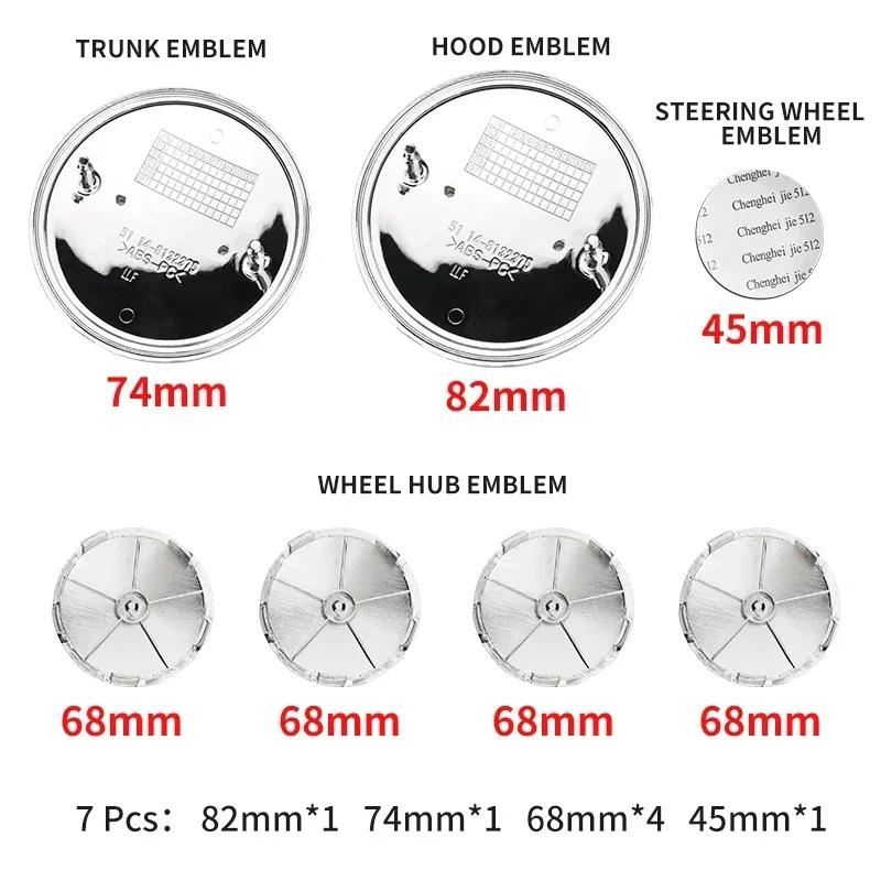 LRIMO1 7pcs Front Hood Emblem Car 50th Anniversary Logo 82mm+Rear Badge 74mm+Wheel Hub Cap 68mm Decoration Cover Styling for BMW M
