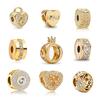 Gold Crown Lock Heart Beads Charm Fit Original Bracelet DIY Jewelry For Women Girl Gift
