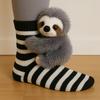 3D Plush Animal Socks Cute Knitted Socks with Fluffy Animals Stretchy Fun Sloth Cat Socks for Animal Lovers Christmas Gift