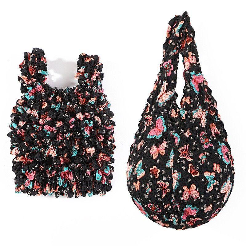 New Flower Folding Handheld Environmentally Friendly Large Capacity Household Portable Shopping Bag with High Elasticity Magic Stretch Bubble