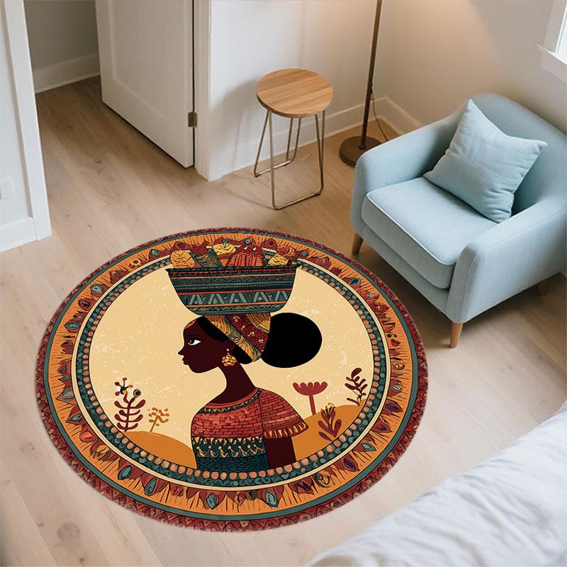 Tribal Art pattern round rug,Carpet Rug for Living Room Bedroom Playroom ,Non-slip Floor Mat,Holiday Gifts and Birthday Gifts.