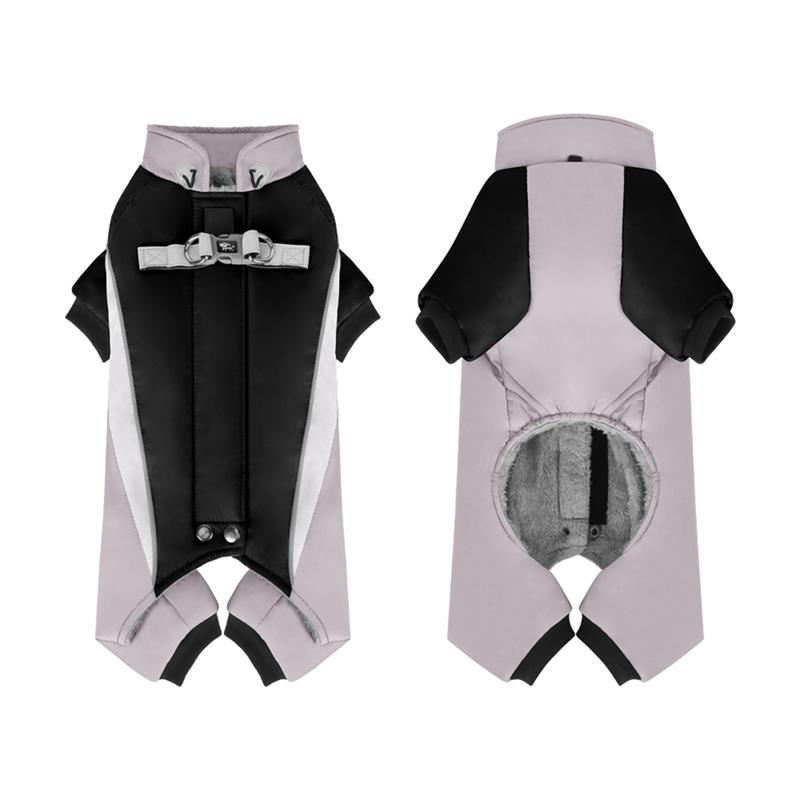 Warm Dog Coat 4 Legs Fullbody Covered Windproof Winter Dog Vest with Harness Reflective Turtleneck Dogs Snowsuit Puffer Jacket