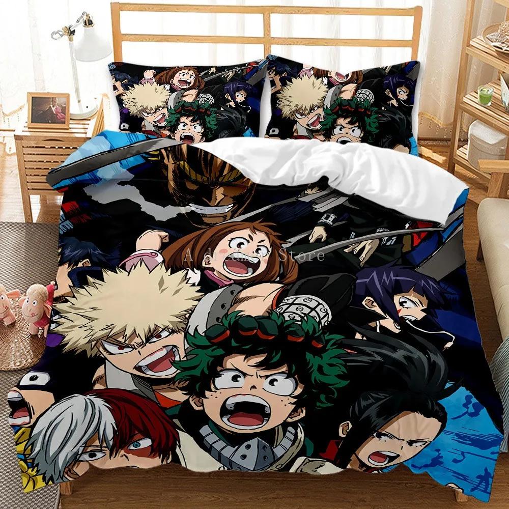 Anime My Hero Academia Printed Bedding Collection Cartoon Duvet Covers Pillowcases Comforter Bedding Collection Bedclothes With Bed Linen