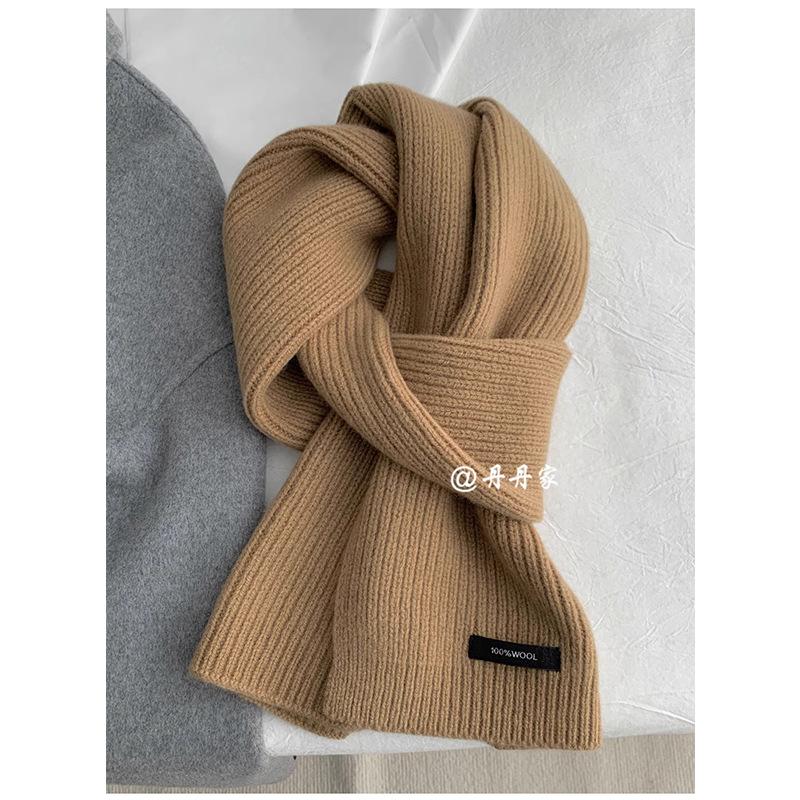 High Quality Grey 100% Pure Wool Selected Australian Solid Scarf Women Men Knitted Warm Wool Muffler Female Male Winter Fall