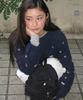 RONRON Petit Embroidery Knit Cardigan Navy