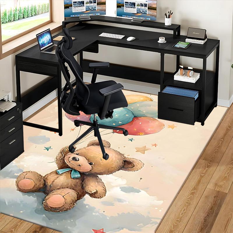 1pc Teddy Bear Balloons Chair Mat - Anime Cartoon Design, Non-Slip Carpet for Office Chairs, Suitable for All Seasons, Perfect Gift for Holidays and H