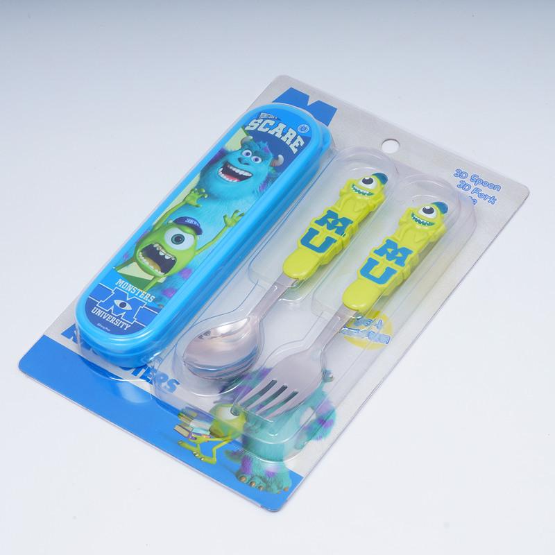 Мультяшная детская ложка для кормления из нержавеющей стали с портативной коробкой