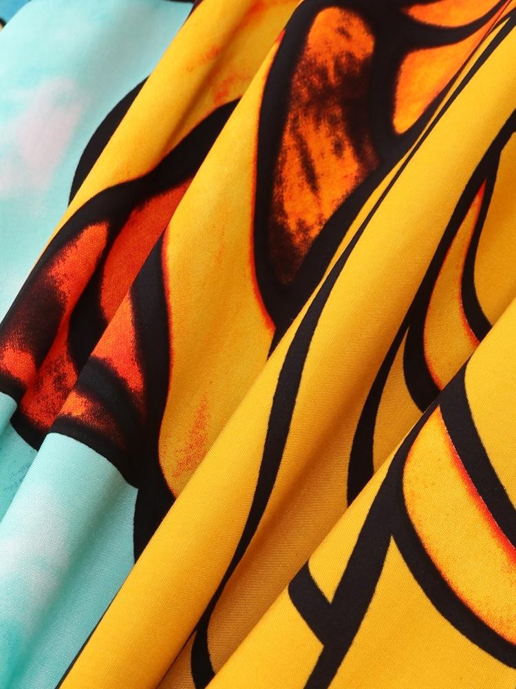 EDOLYNSA Ocean Blue Printed Women's Kaftan Plus Size House Robe Caftan Moo Moo Dress Beach Wear Homewear Swimsuit Cover-up Q1546