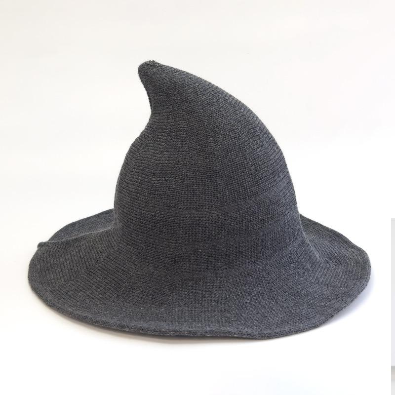 Halloween Witch Hat Foldable Knit Pointed Wizard Hat For Halloween Party