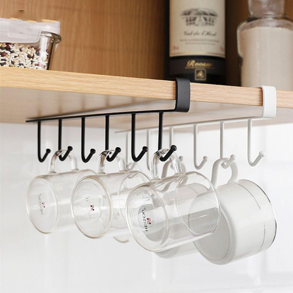 Multi-functional Sundries Hook Shelf Nail Free Mug Cup Hanger Cabinet Storage Rack Household