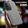 KEYSION Luxury Retro PU Leather Case for Realme C71 Soft Silicone+PC Shockproof Phone Back Cover for OPPO Realme C71 4G
