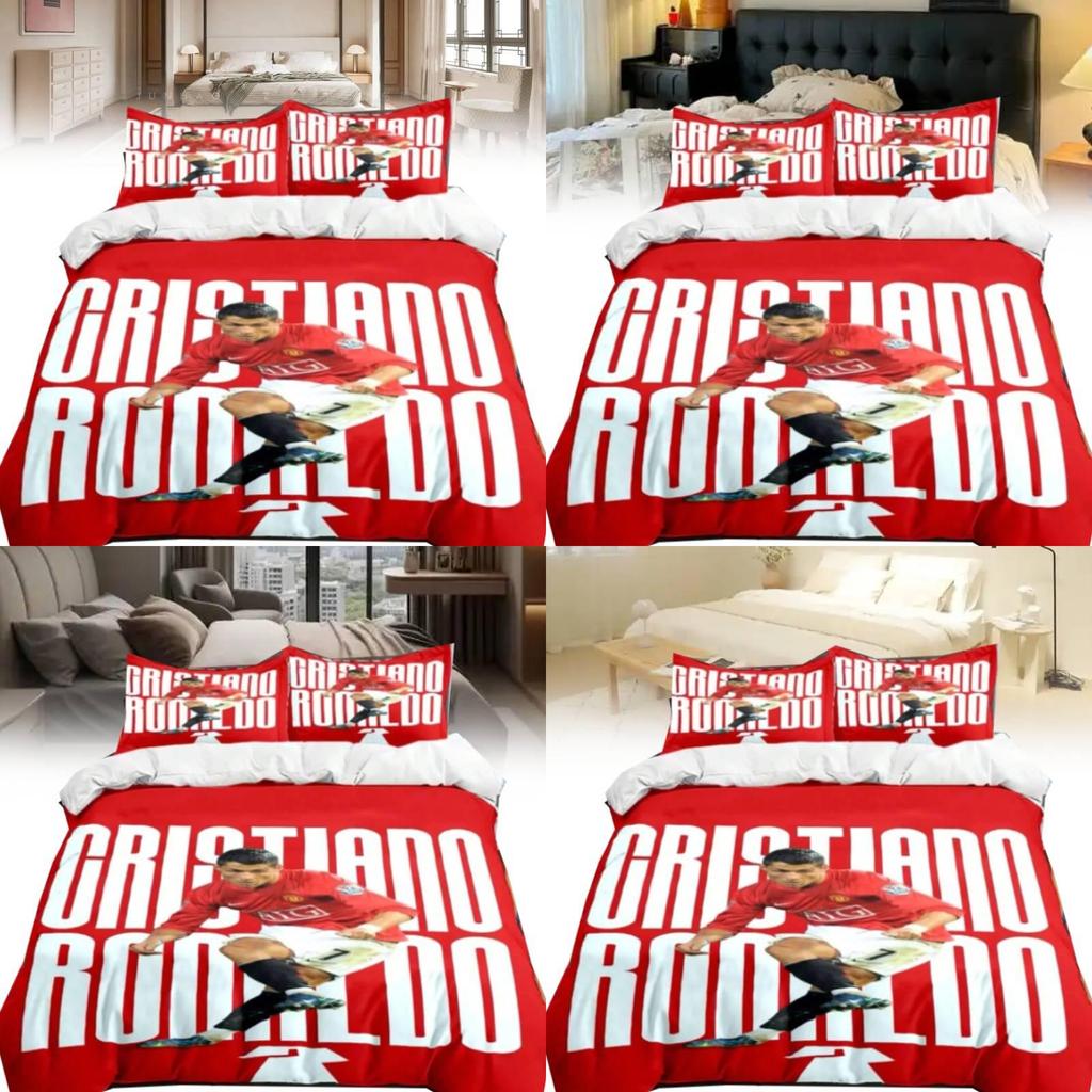 Комплект постельного белья с пододеяльником Cristiano Ronaldo из мягкого материала для комнаты мальчиков и девочек