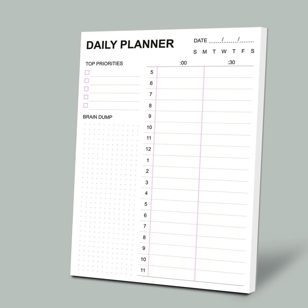 Tiankool To Do List Notepad - Daily To Do List with Priorities, Hourly Scheduler and Notes - Daily Planner Notepad for Work, Study, Appointments, 60