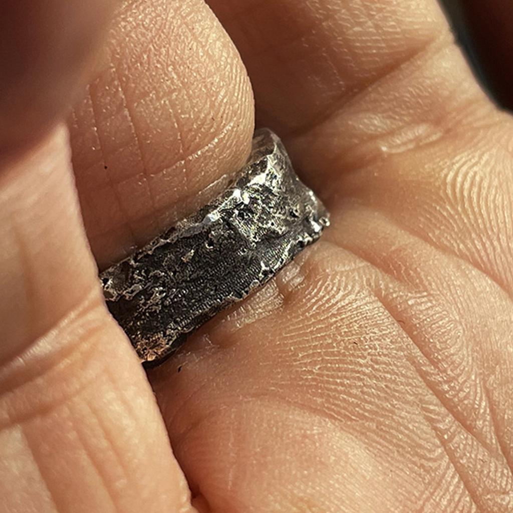 Handcrafted Stone Ring Rugged Rock Texture Vintage Nomadic Design Durable Alloy Stone Finger Ring Jewelry Gift