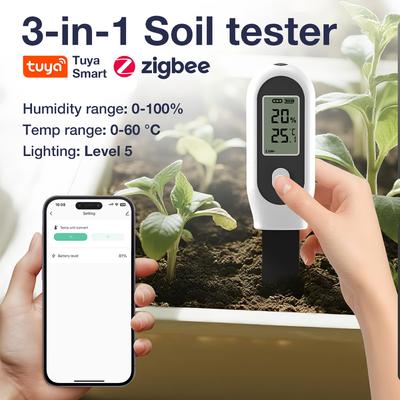 Tuya Zigbee Тестер Почвы Умный Датчик Почвы Цифровой Детектор Влажности Почвы Измеритель Температуры Влажности Солнечного Света для Горшков Сада