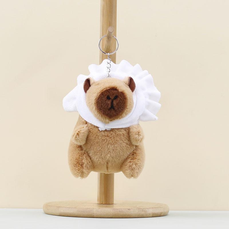 Plush Capybara Cook Pendant Toy Keychain Stuffed Doll Bag Decoration Kids Gift