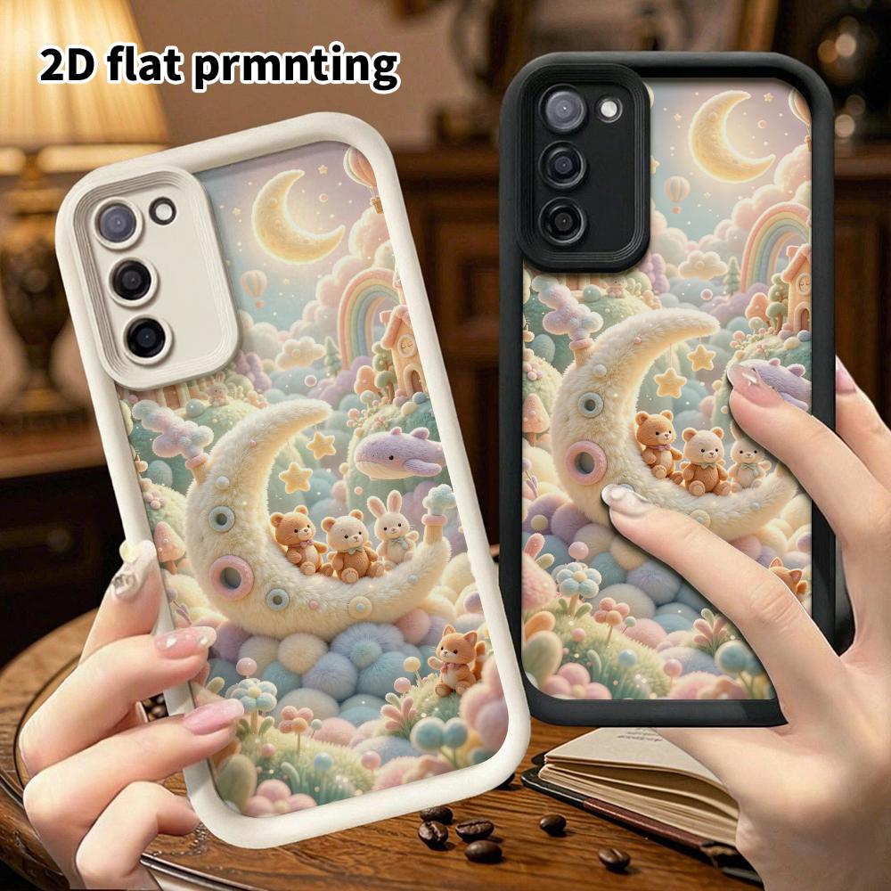Phone Case: 2D flat, suitable for Samsung Galaxy A34 A35 M05 M06 S20 S22 S21 FE Plus 5G protective case, Moonlight Moon Crescent Kingdom, perfect holi
