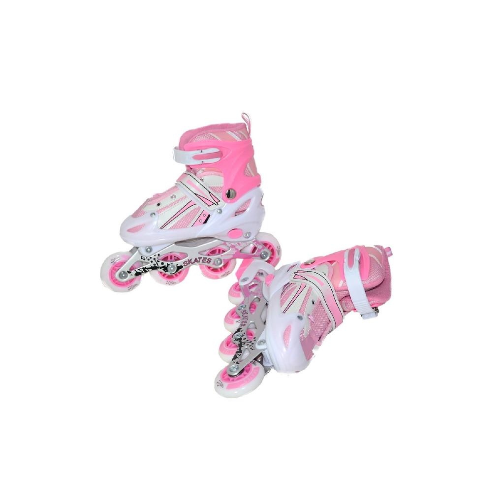 Детские детские коньки унисекс с розовым алюминиевым корпусом, ортопедические, с подсветкой, полный комплект защитных коньков