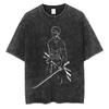 Harajuku Fashion Vintage TShirt Japanese ONE PIECE Anime Graphic Oversize T Shirt Washed Tshirt Men Summer Cotton Tops Tees