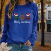 Autumn&Spring Clothing Christmas Hat & Antlers Print Sweater Tops for Women Round Neck Long Sleeve