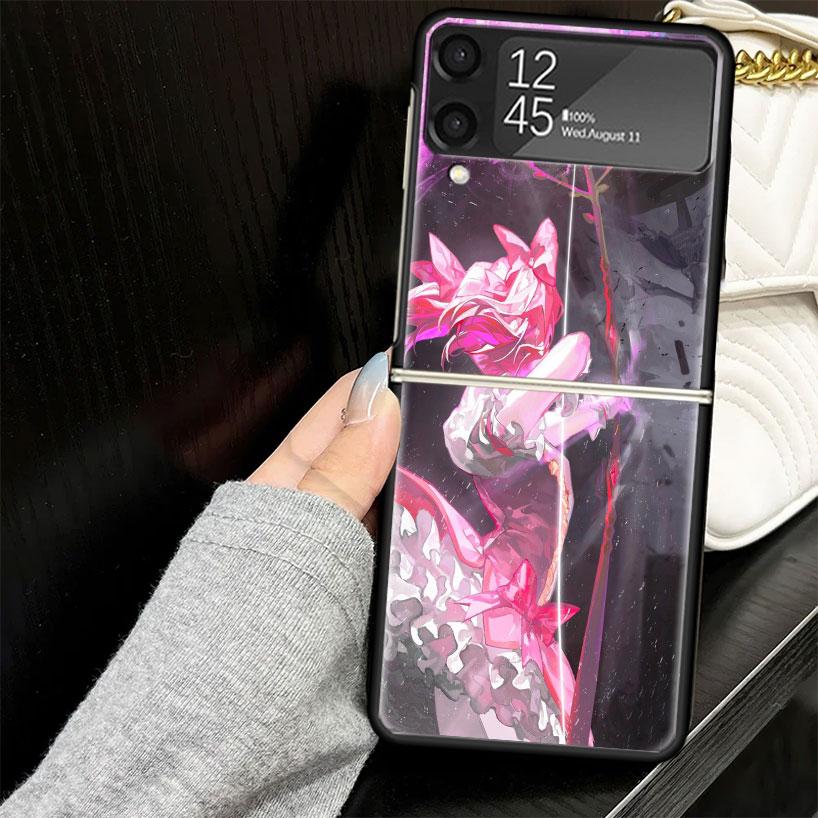 Чехол для телефона Samsung Galaxy Z Flip7 Flip6 Flip5 Flip4 Flip3 5G из твердого пластика, аниме Мадока Магика, черный