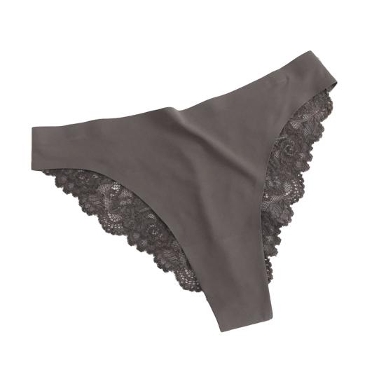 Lace Thongs for Women Sexy G-String Underwear Seamless T Back Low Waist Panties Ice Silk Comfy Briefs