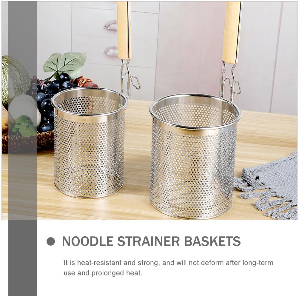 Filter Spoon Stainless Steel Food Strainer Mesh Pasta Wooden Straining Basket Vegetable Colander